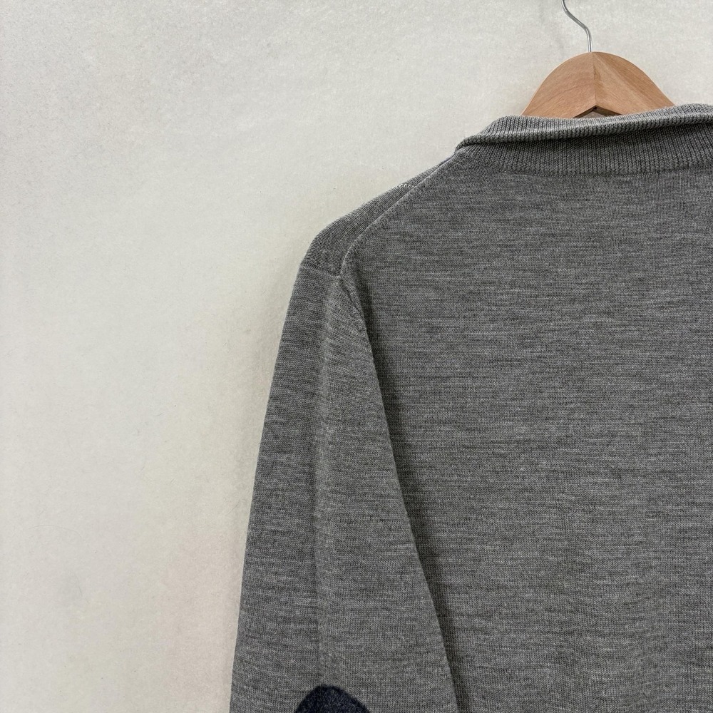 Williams & Kent Sweater Mens Medium Gray Merino Wool 1/4 Zip Argyle Pullover - Picture 7 of 12